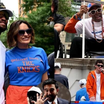 Celebridades no desfile dos Knicks: Timothée Chalamet e Mariska Hargitay