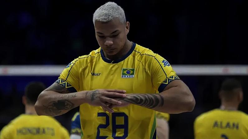 Darlan durante jogo entre Brasil e Eslovênia pela VNL 2025 (Foto: Mauricio Val/FV Imagem/CBV)