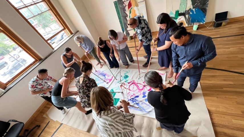 Artist Sarah Darlene’s Flow State workshop with a private practice of Colorado therapists in 2023. Darlene developed a curriculum of meditation and art-making that she plans to register as an Artist Company now that Colorado Senate Bill 133 has become law