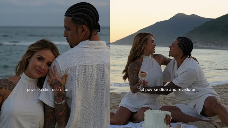 Bruna Rotta e Kauã Elias fazem chá revelação e descobrem sexo do primeiro bebê — Foto: Reprodução/Instagram