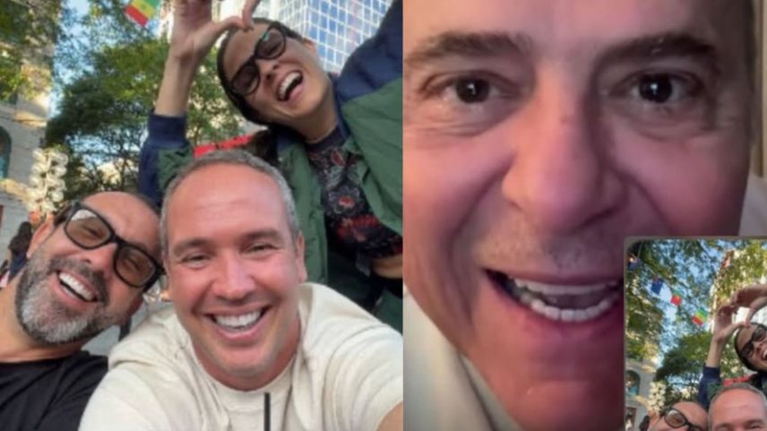 Caio Ribeiro se emociona em chamada de vídeo com Luis Roberto e amigos — Foto: Reprodução/Instagram
