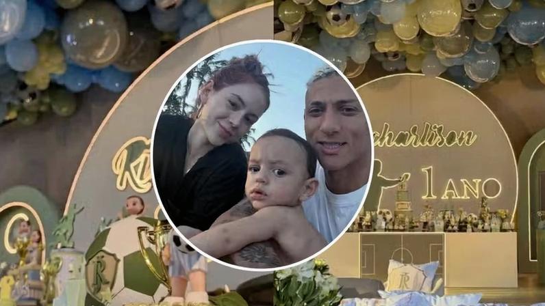 Richarlison e Amanda Araújo fazem festão para celebrar 1 ano do filho, Richarlison Jr. — Foto: Reprodução/Instagram