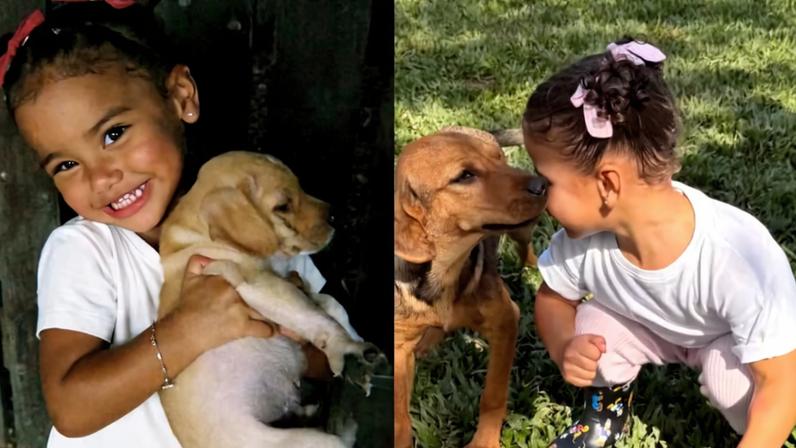 Bruna Biancardi compartilha foto de Mavie com cachorro e emociona ao ver que cresceram