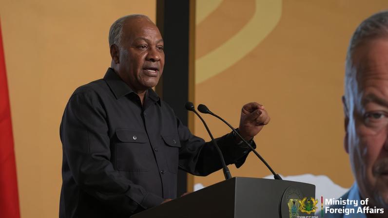 John Dramani Mahama, the president of Ghana, speaking at the Next Steps Conference in Accra last week