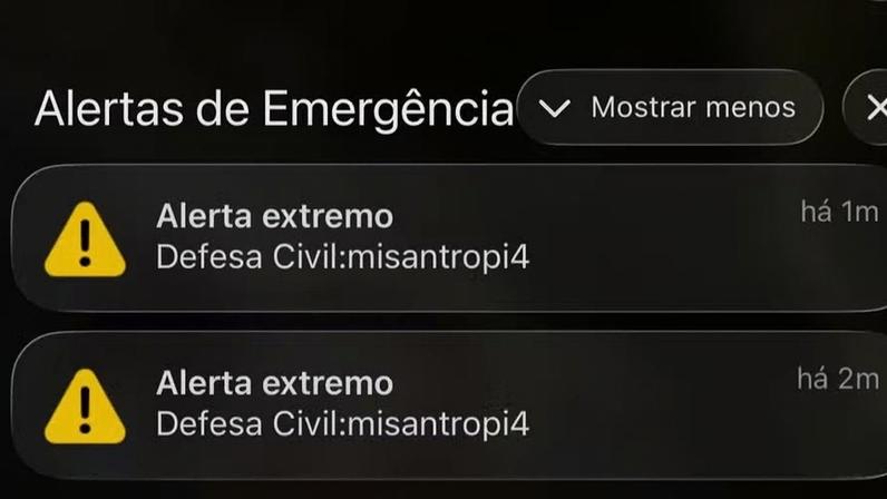 Alerta falso da Defesa Civil envolve mensagens a celulares em várias cidades