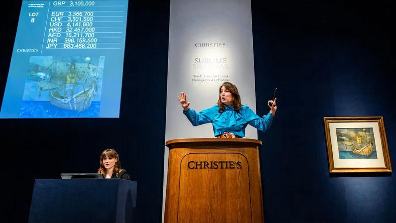 Camille de Foresta selling Ganesh Pyne's Fisherman at Christie's London