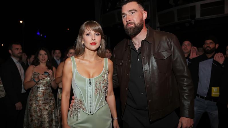 Taylor Swift and Travis Kelce attending the 2026 iHeartRadio Music Awards.
