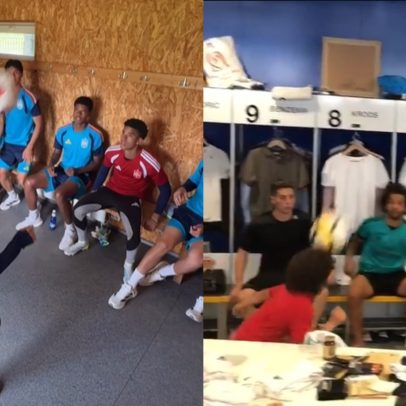 Filho de Marcelo reproduz vídeo viral com jogadores do Real Madrid