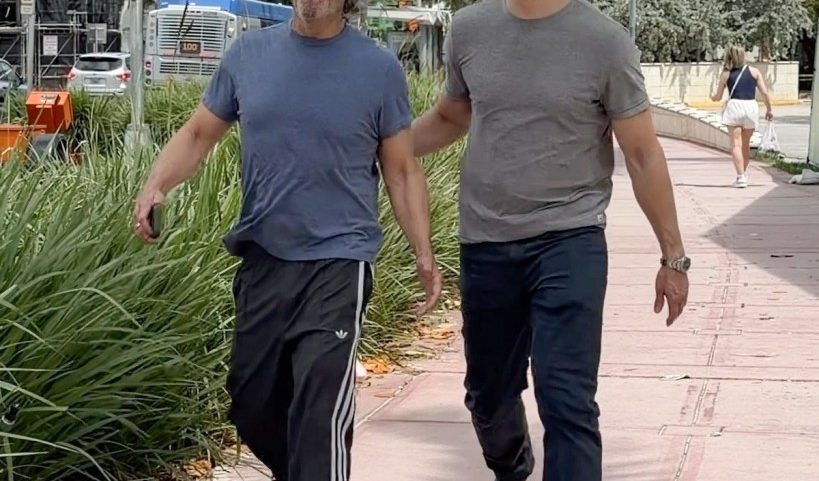 Andy Cohen and Kevin Sobieski smiling during a Miami getaway.