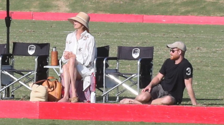Prince Harry watched a polo match (as seen above) without his wife, Meghan Markle, and their kids.