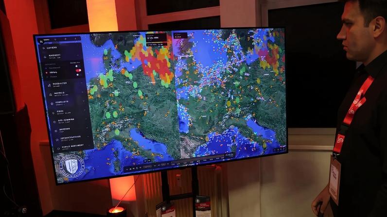 A map shows shipping, aircraft, wildfires and GPS disruption zones.