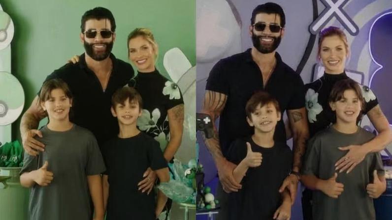 Andressa Suita e Gusttavo Lima promovem festa para aniversários dos filhos