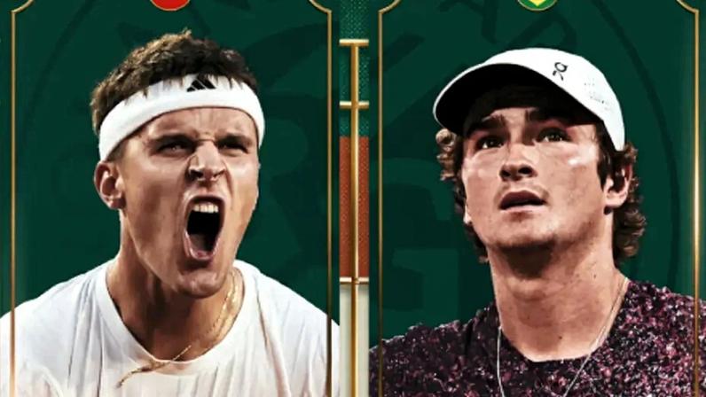 João Fonseca e Jakub Mensik se enfrentam nas quartas em Roland Garros (Reprodução)