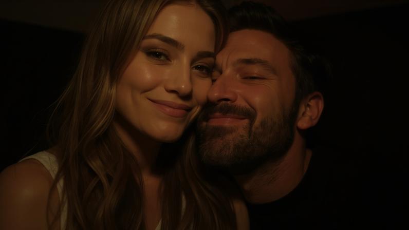 Jennifer Lopez and Ben Affleck embracing.