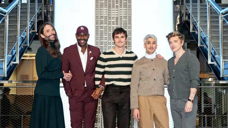 Jonathan Van Ness, Karamo Brown, Antoni Porowski, Tan France, and Jeremiah Brent at the Empire State Building.