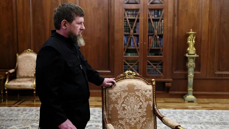 Chechen leader Ramzan Kadyrov meets with Russian President Vladimir Putin at the Kremlin in Moscow on April 29.