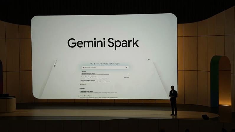 A photo from Google I/O with Sundar Pichai showing off Gemini Spark.