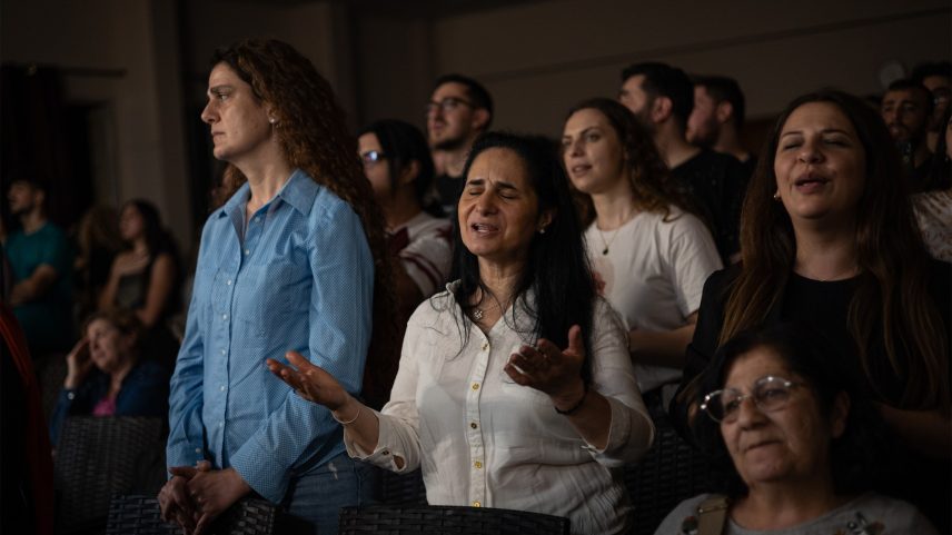 Crowd members sing along to Peace, Peace during the B-Sharp worship night on May 5, 2026.