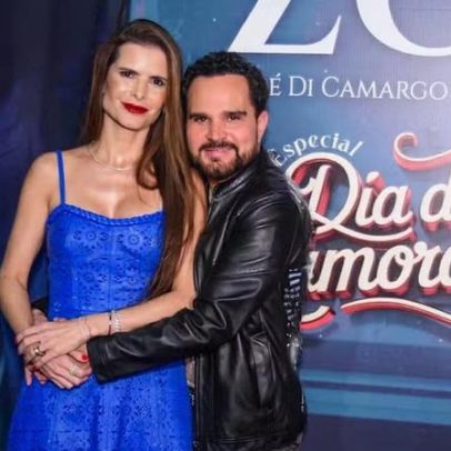 Luciano Camargo homenageia Flávia Fonseca com jaqueta no show Dia dos Namorados