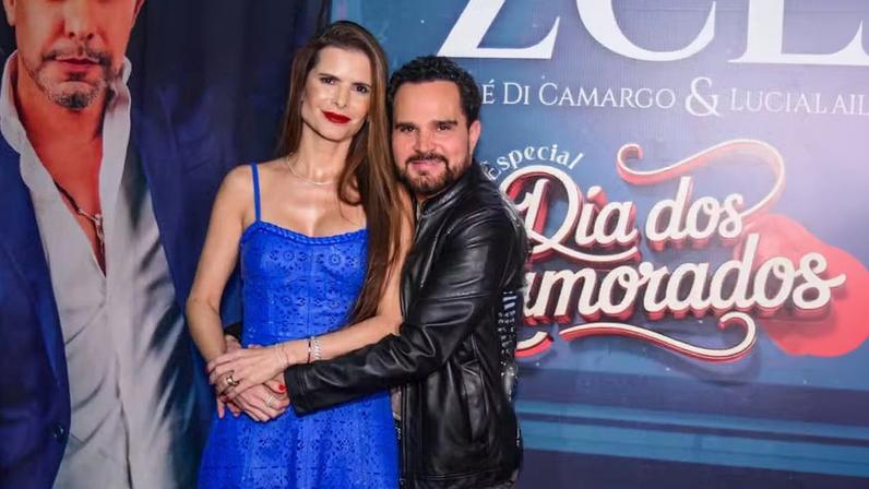 Luciano Camargo homenageia Flávia Fonseca com jaqueta no show Dia dos Namorados
