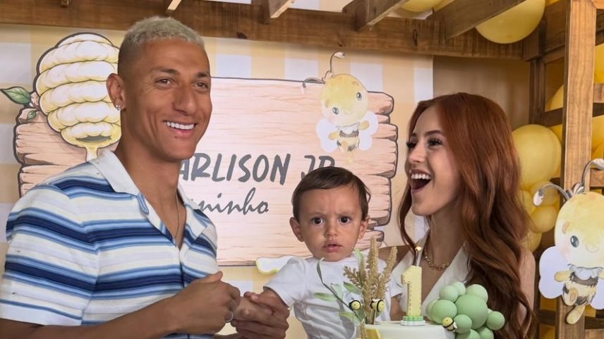 Richarlison e Amanda Araujo são pais de Richarlison Jr. — Foto: Reprodução | Instagram