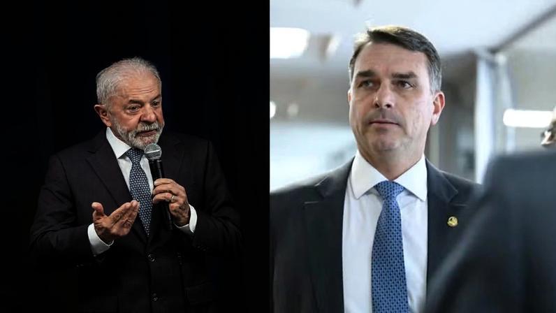 Presidente Luiz Inácio Lula da Silva (PT) e senador Flávio Bolsonaro (PL-RJ) — Foto: Reprodução