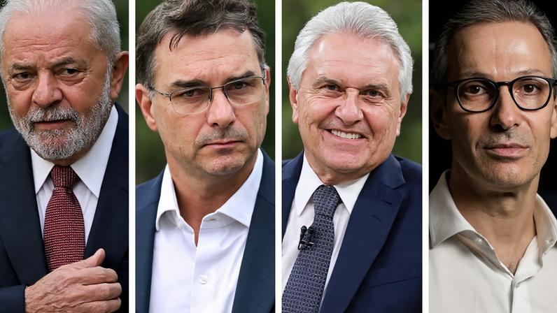 Lula, Flávio Bolsonaro, Ronaldo Caiado e Romeu Zema lideram a corrida eleitoral