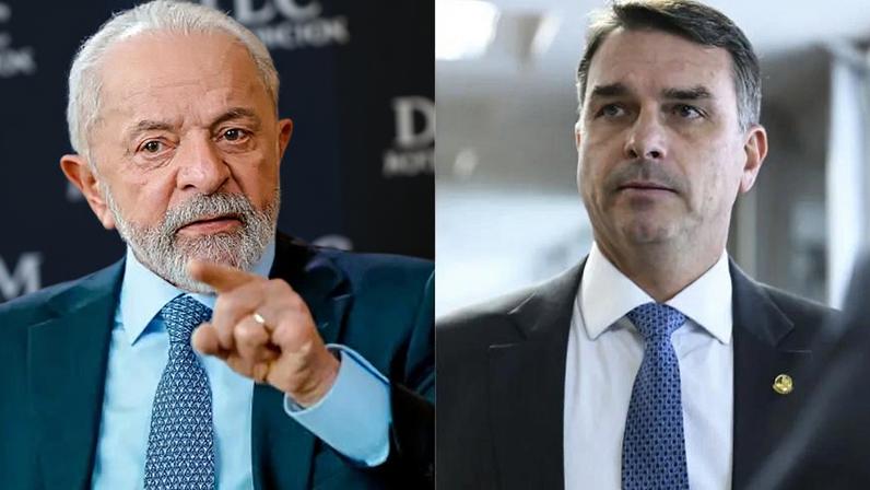 Lula (PT) e Flávio Bolsonaro (PL)