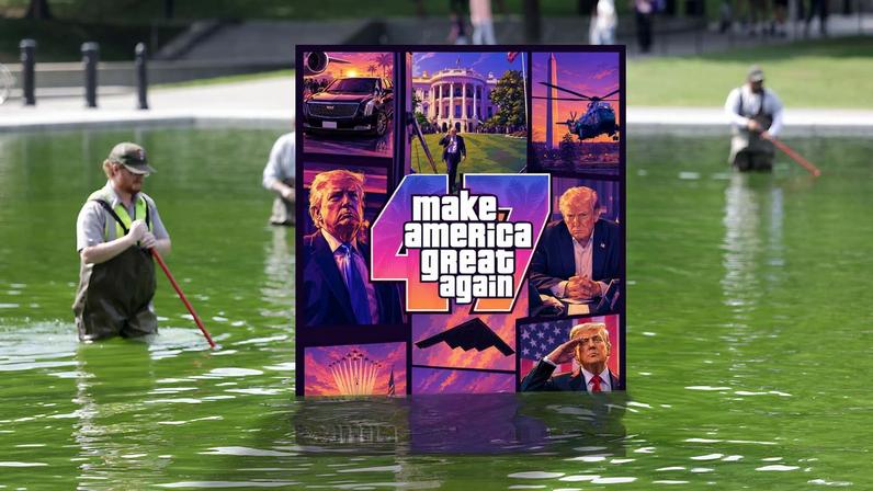 Casa Branca usa meme de GTA 6 para desviar atenção da piscina refletora que ficou verde