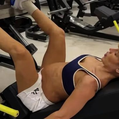 Malu Borges, prestes a dar à luz, treina na academia diariamente