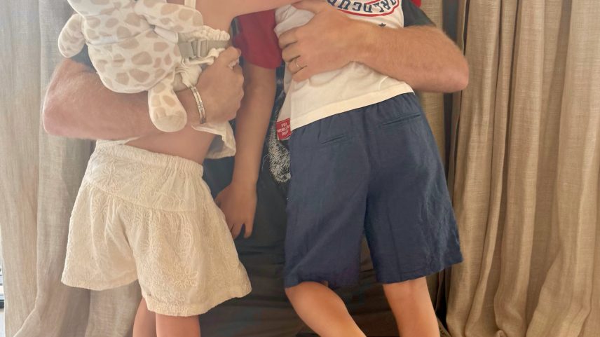 Prince Archie wore an England soccer T-shirt in a photo with his father, Prince Harry, on Father’s Day Sunday. (Seen here: the father-son duo and Princess Lilibet.)