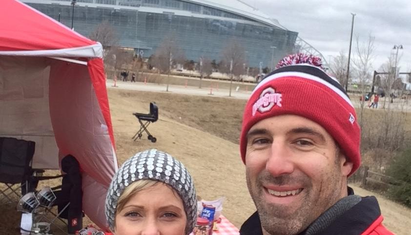 Mike Vrabel and his wife, Jen (seen here in January 2025), celebrated their son’s engagement amid the coach’s scandal with journalist Dianna Russini.