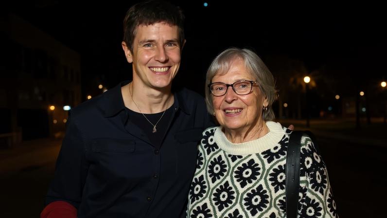 Harriet Latham Robinson (right) poses with MIT Department of Biology head Amy Keating in 2026.
