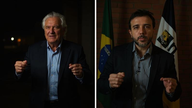 Pré-candidato Ronaldo Caiado (PSD) à esquerda e pré-candidato Renan Santos (Missão) à direita — Foto: g1