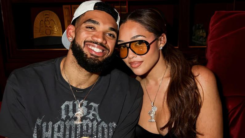 Karl Anthony Towns and Jordyn Woods joined his New York Knicks teammates after their victory parade to Chez Margaux Thursday (seen above).