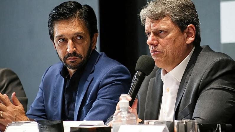Prefeito de São Paulo, Ricardo Nunes; e o governador Tarcísio de Freitas