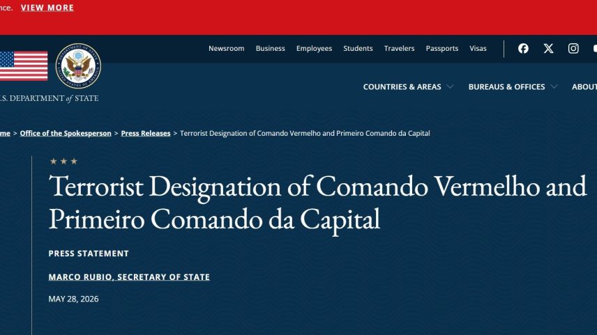 EUA classificam PCC e CV como terroristas a partir desta sexta-feira
