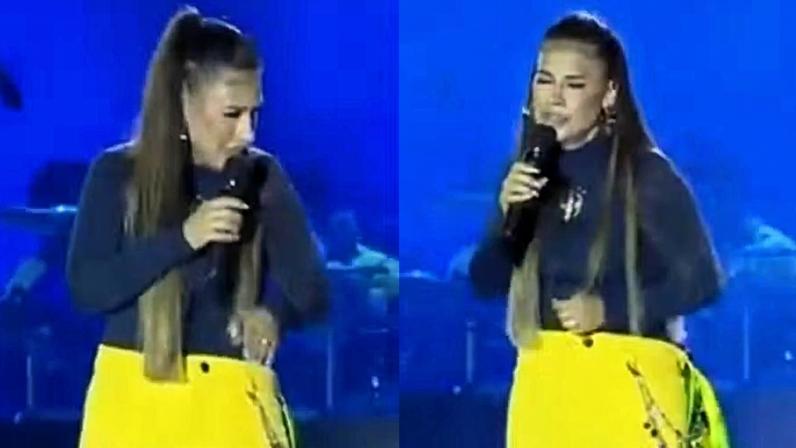 Simone Mendes interrompe show com dor de barriga e pede: 'Deixa eu ir no banheiro, pelo amor de Deus'; vídeo — Foto: Reprodução/Instagram