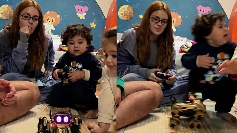 'Correu para a babá': vídeo de Ravi assustado com cachorro-robô gera críticas a Viih Tube, e Eliezer rebate — Foto: Reprodução/Instagram