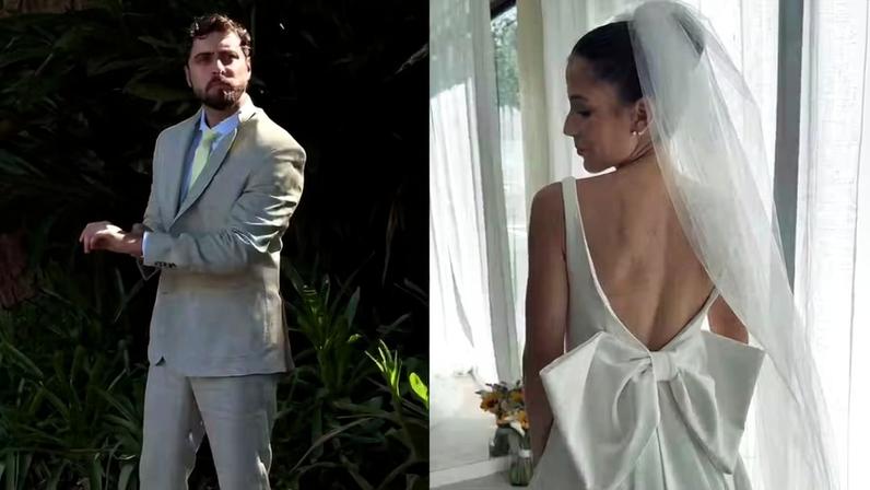 Eike Duarte e Natália Vivacqua se casam; filha leva as alianças