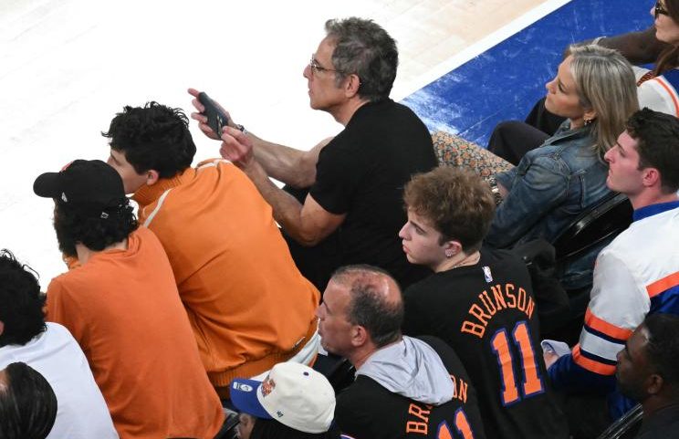 Ben Stiller watches Game Three of the NBA Finals between the San Antonio Spurs and the New York Knicks at Madison Square Garden in New York on June 8, 2026.