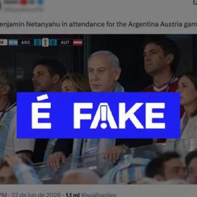 Foto falsa de Netanyahu em arquibancada de Argentina x Áustria é criada por IA