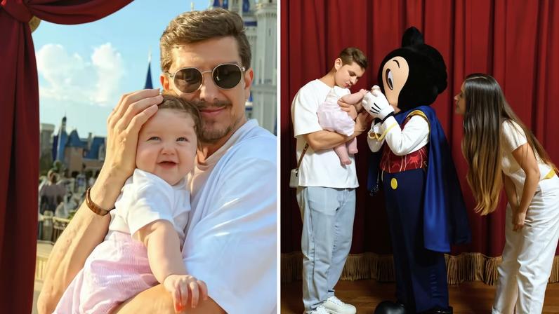 Camila Queiroz e Klebber Toledo curtem Disney com a primeira filha — Foto: Reprodução/Instagram