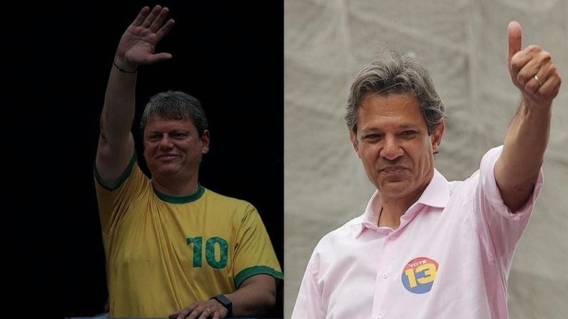 Tarcísio de Freitas (Republicanos) e Fernando Haddad (PT)