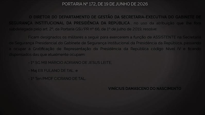 Governo corrige nomes na nomeação para o GSI