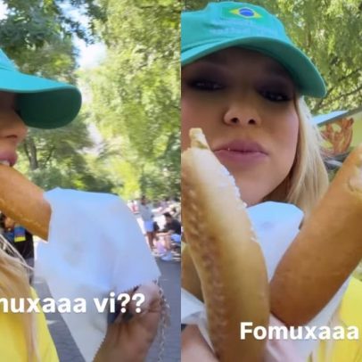 Virginia Fonseca prova comida de rua durante passeio em Nova York