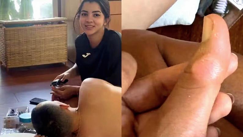 Ary Mirelle remove calo 'gigante' de João Gomes causado por microfone — Foto: Reprodução | Instagram