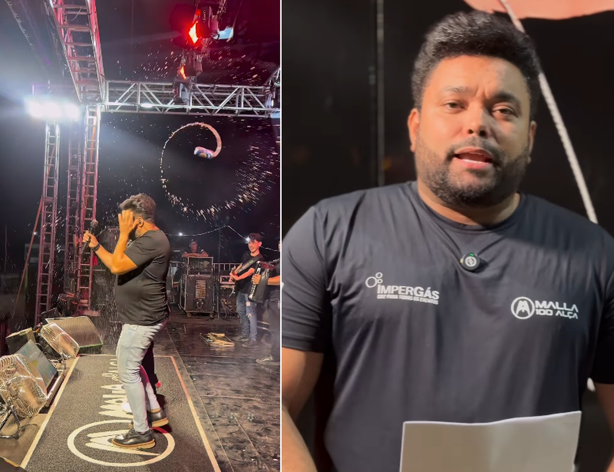 Vocalista da Malla 100 Alça é atingido por lata durante show em Mato Grosso Cantor de forró foi ferido no rosto durante apresentação em Luciara (Foto: Reprodução Instagram)