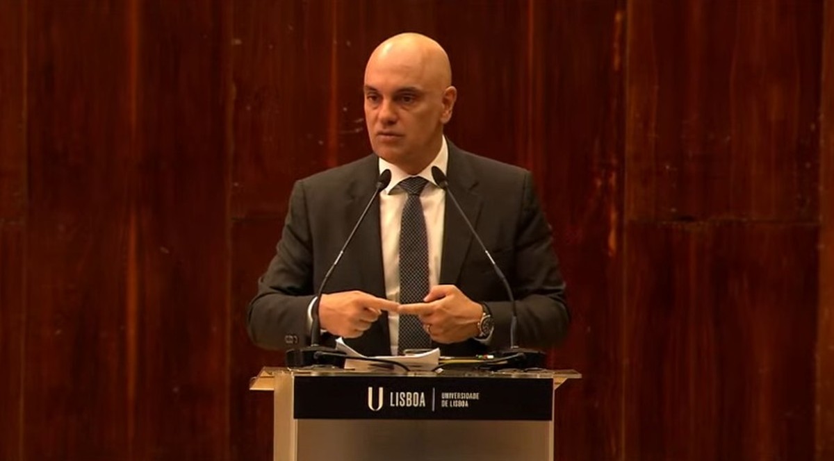 Alexandre de Moraes durante o Fórum de Lisboa (Foto: Reprodução)