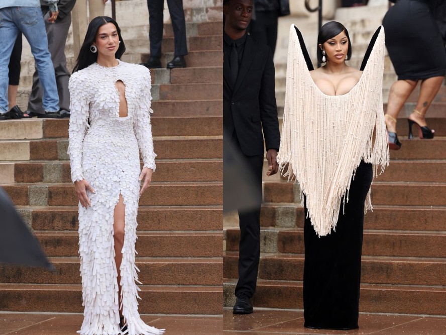 Famosas se divertem no desfile da Schiaparelli durante a semana de alta-costura Famosas se divertem no desfile da Schiaparelli durante a semana de alta-costura